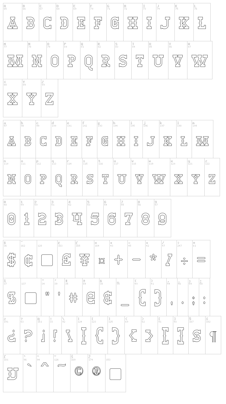 Winslett font map